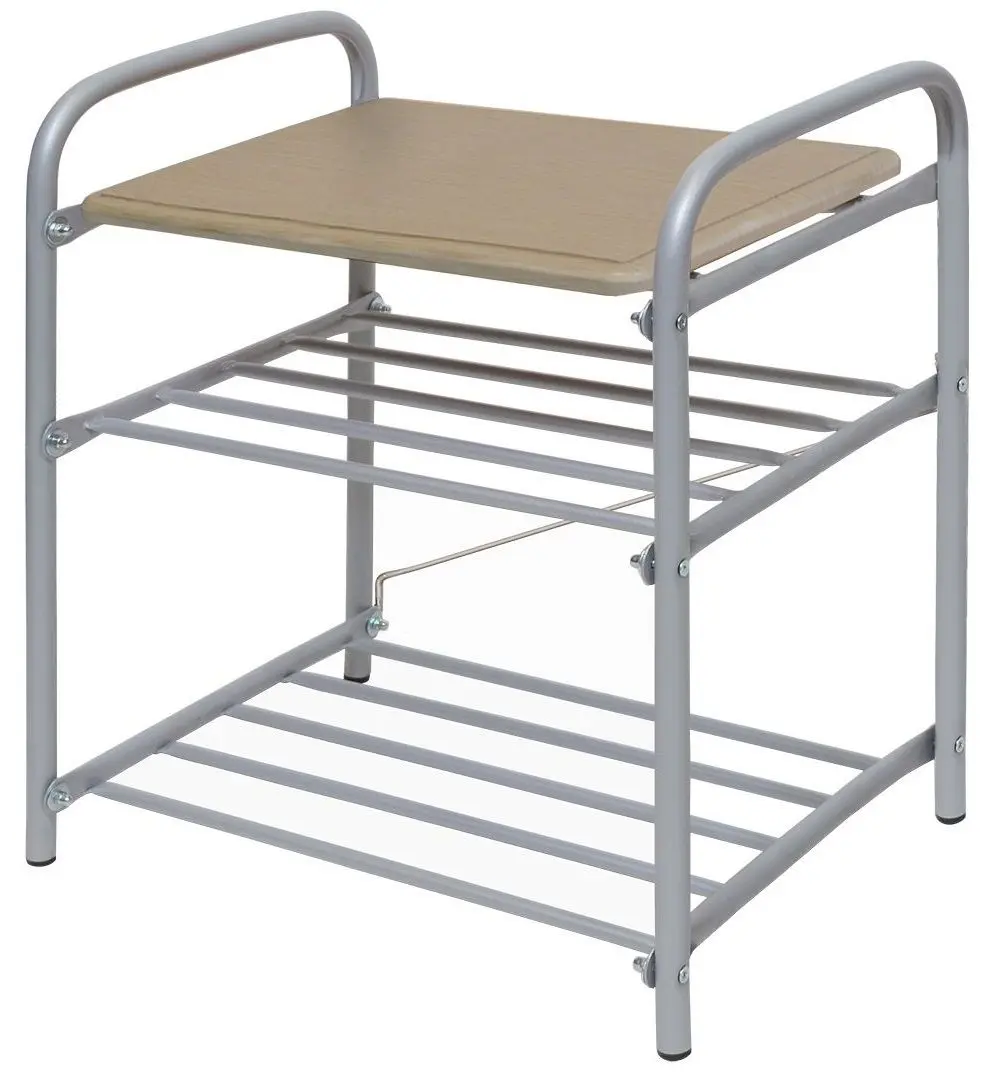 Scaun pentru pantofi Nika Б2 (White Wood/Gray)