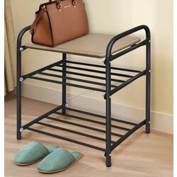 Bancheta-etajera pentru incaltaminte Nika B2 (Black/White) Thumb