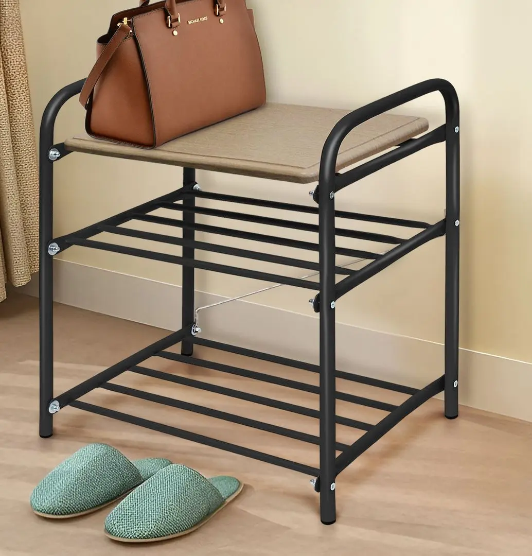 Bancheta-etajera pentru incaltaminte Nika B2 (Black/White)