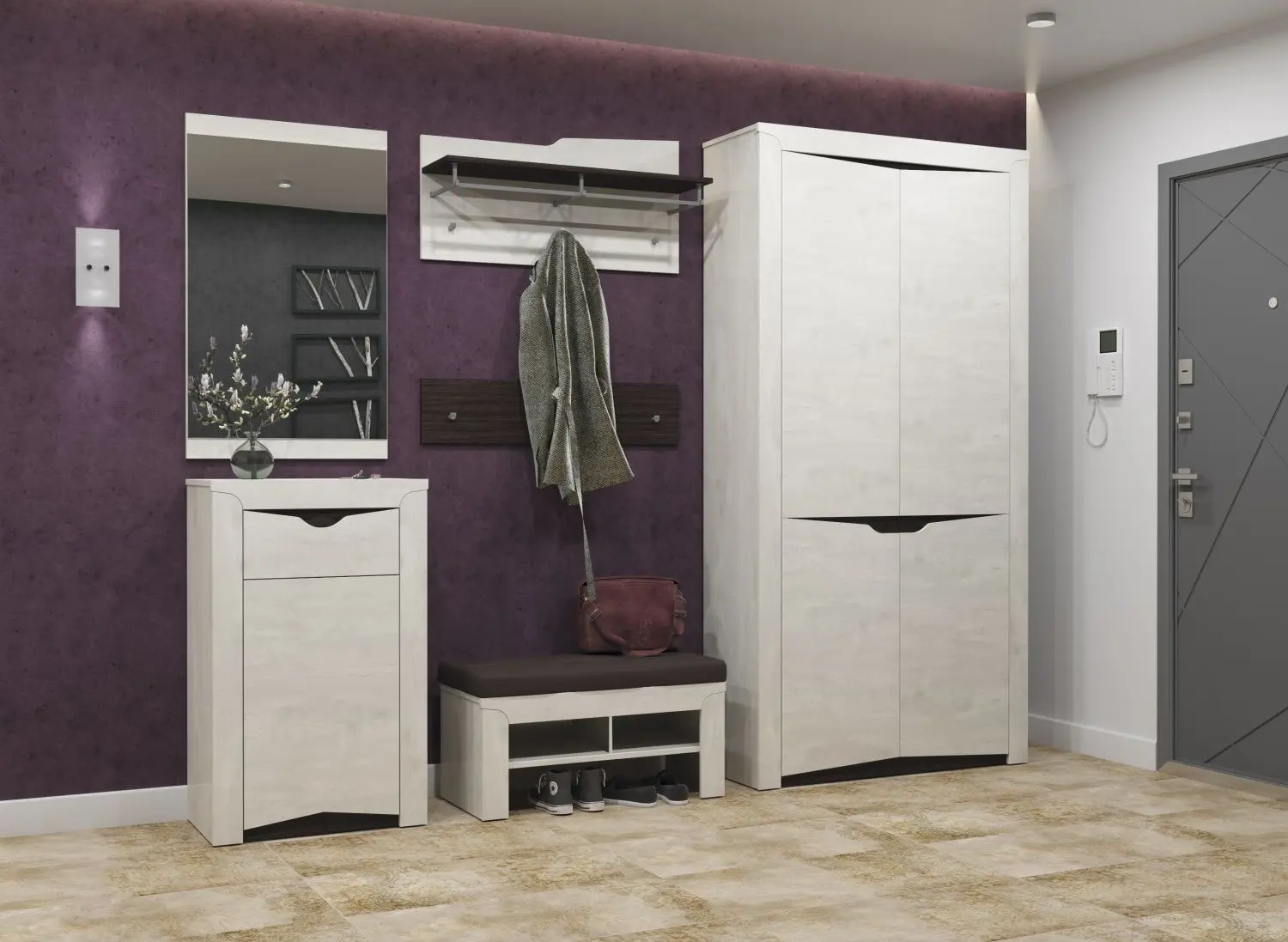 Tumba-Bancheta Олмеко Lyuchiya 33.21 (Concrete White Pine/Wenge/Brown) - 2