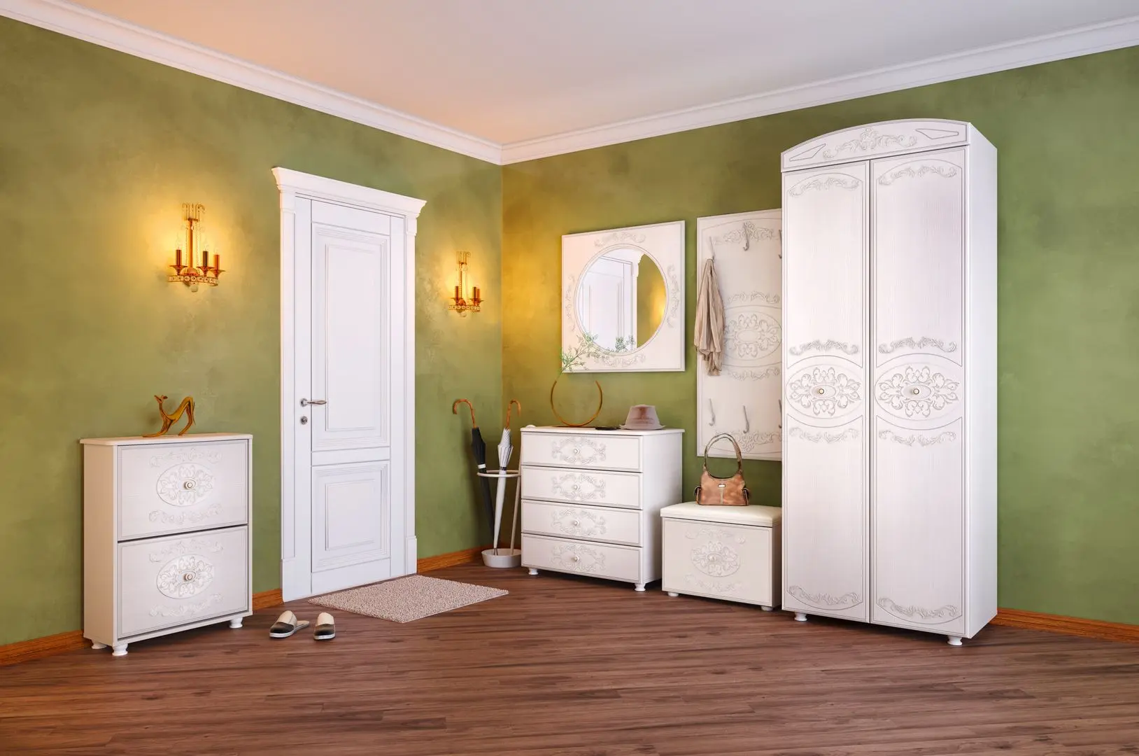 Тумба для обуви Олмеко Каролина (Вудлайн Кремовый/Сандал Белый) - 3