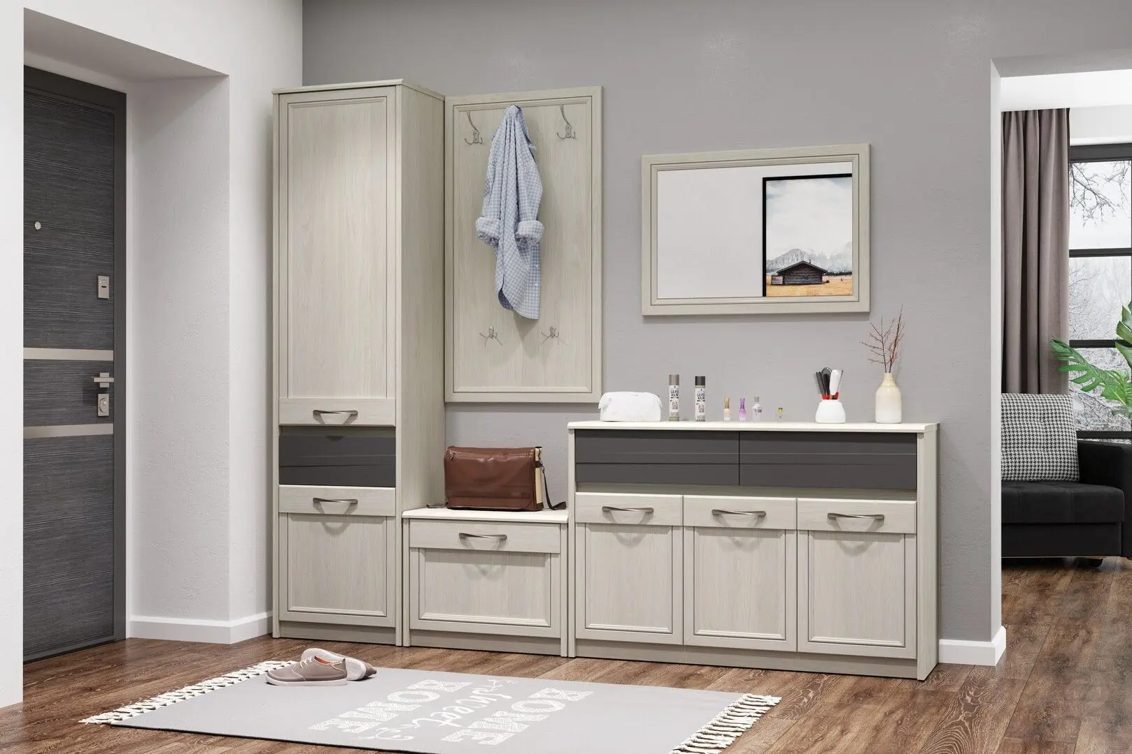 Тумба для обуви Олмеко Лиана 45.27 (Ясень Анкор Светлый) - 3