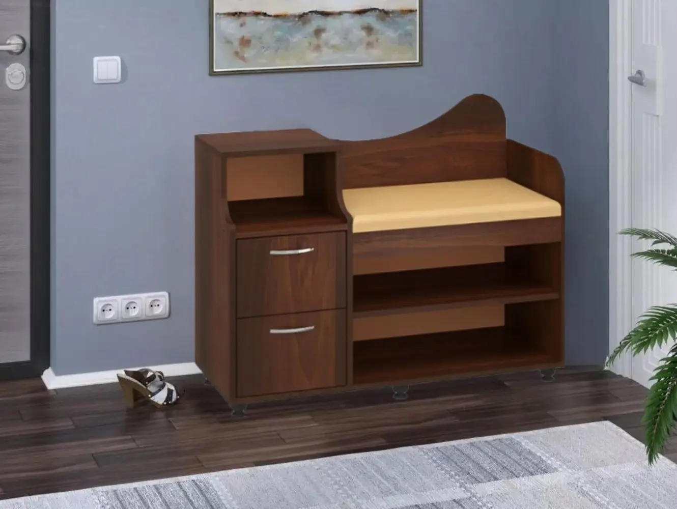 Tumba pentru incaltaminte Пехотин B-2 (Wallnut/Coffee)