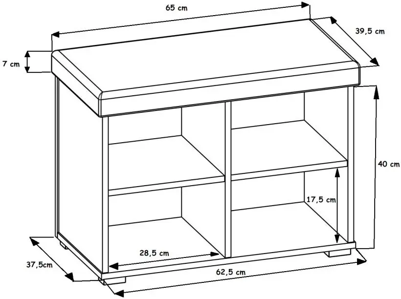 Tumba pentru incaltaminte Prime Furniture Megi 65 (White/Black) - 3