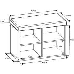 Tumba pentru incaltaminte Prime Furniture Megi Pik 100 (White/Gray) Thumb