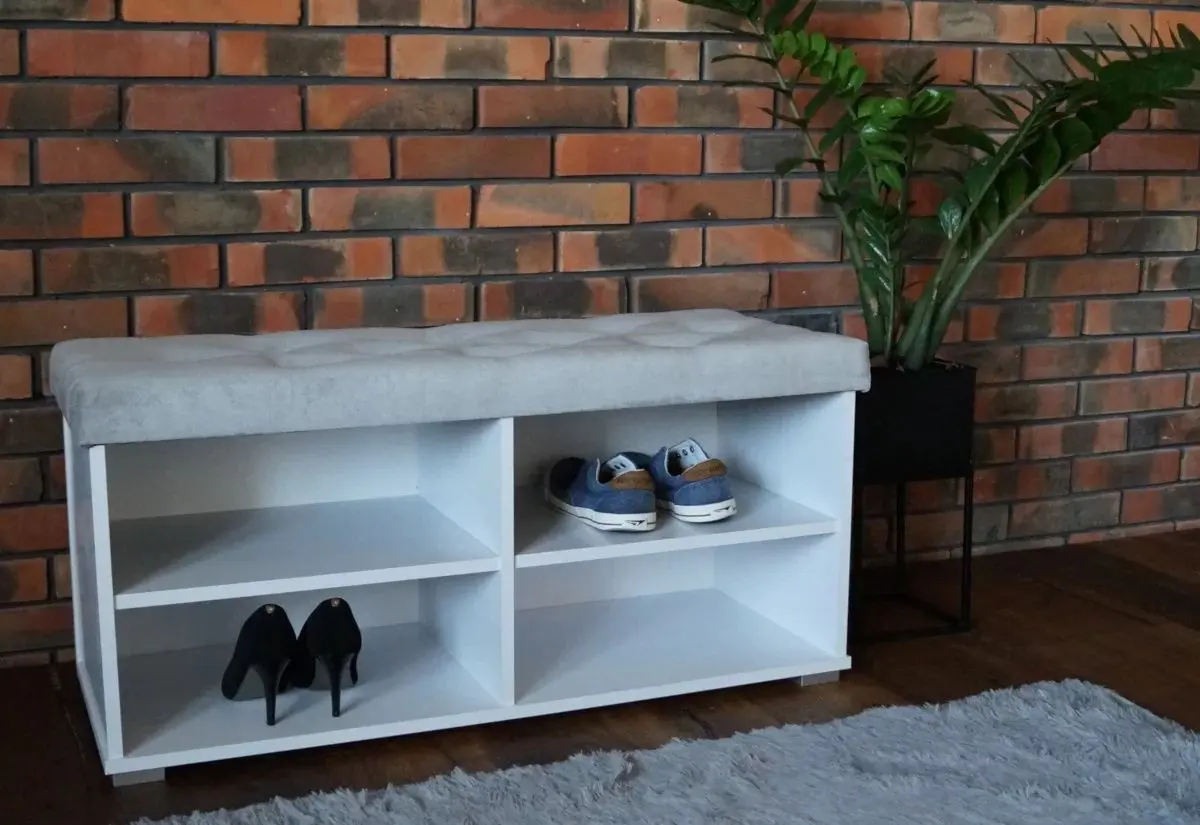 Tumba pentru incaltaminte Prime Furniture Megi Pik 100 (White/Gray)