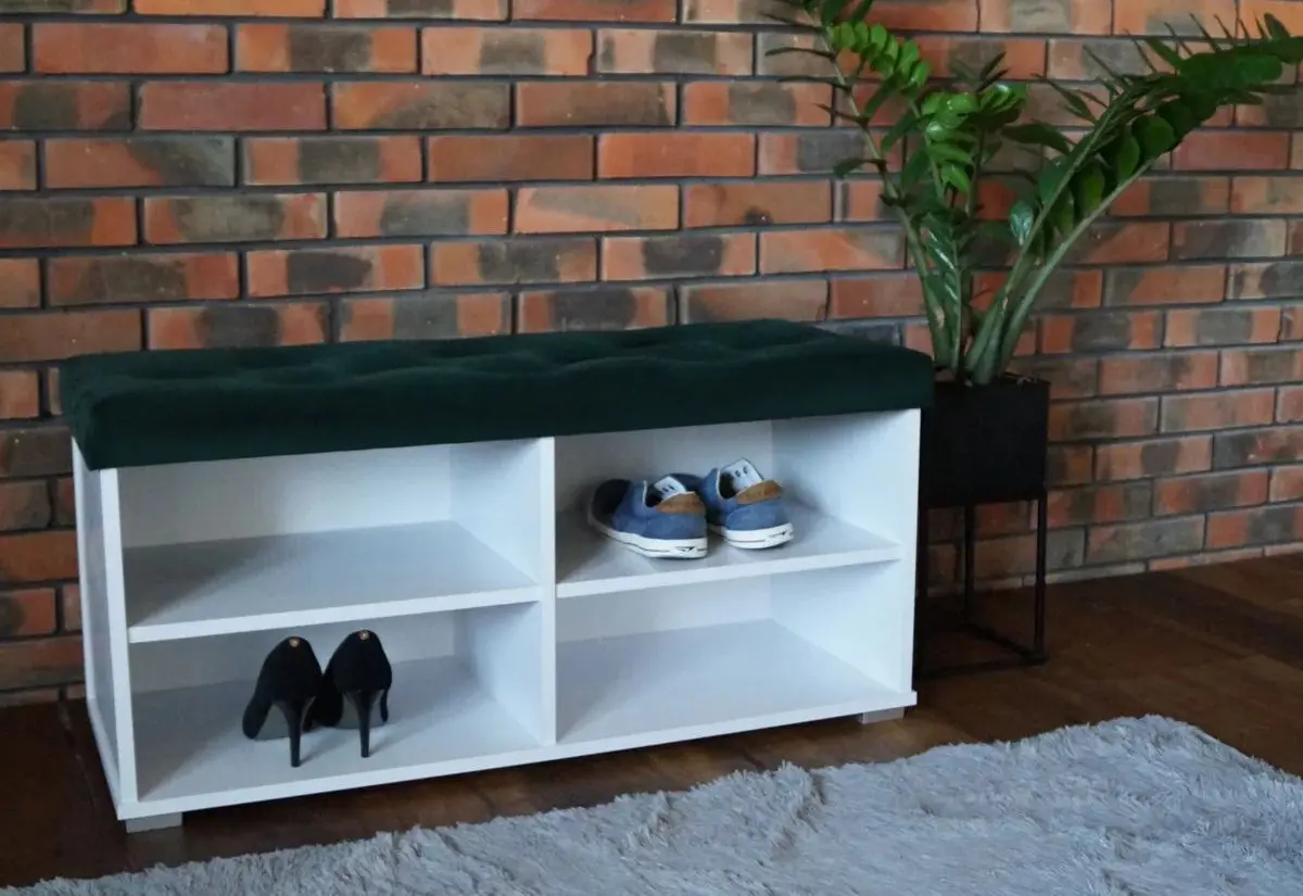 Tumba pentru incaltaminte Prime Furniture Megi Pik 100 (White/Green)