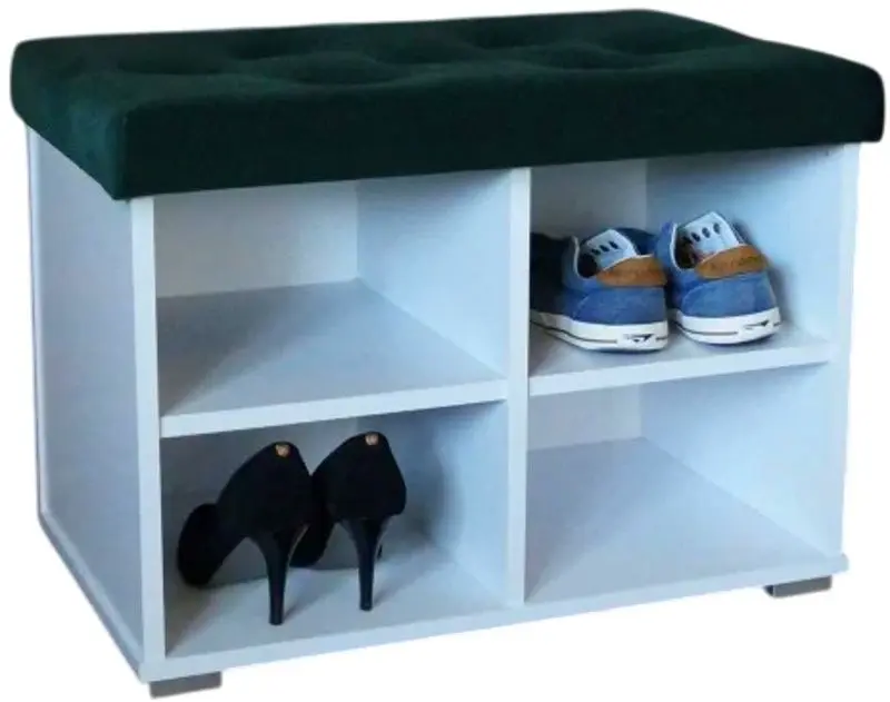 Tumba pentru incaltaminte Prime Furniture Megi Pik 65 (White/Green) - 2