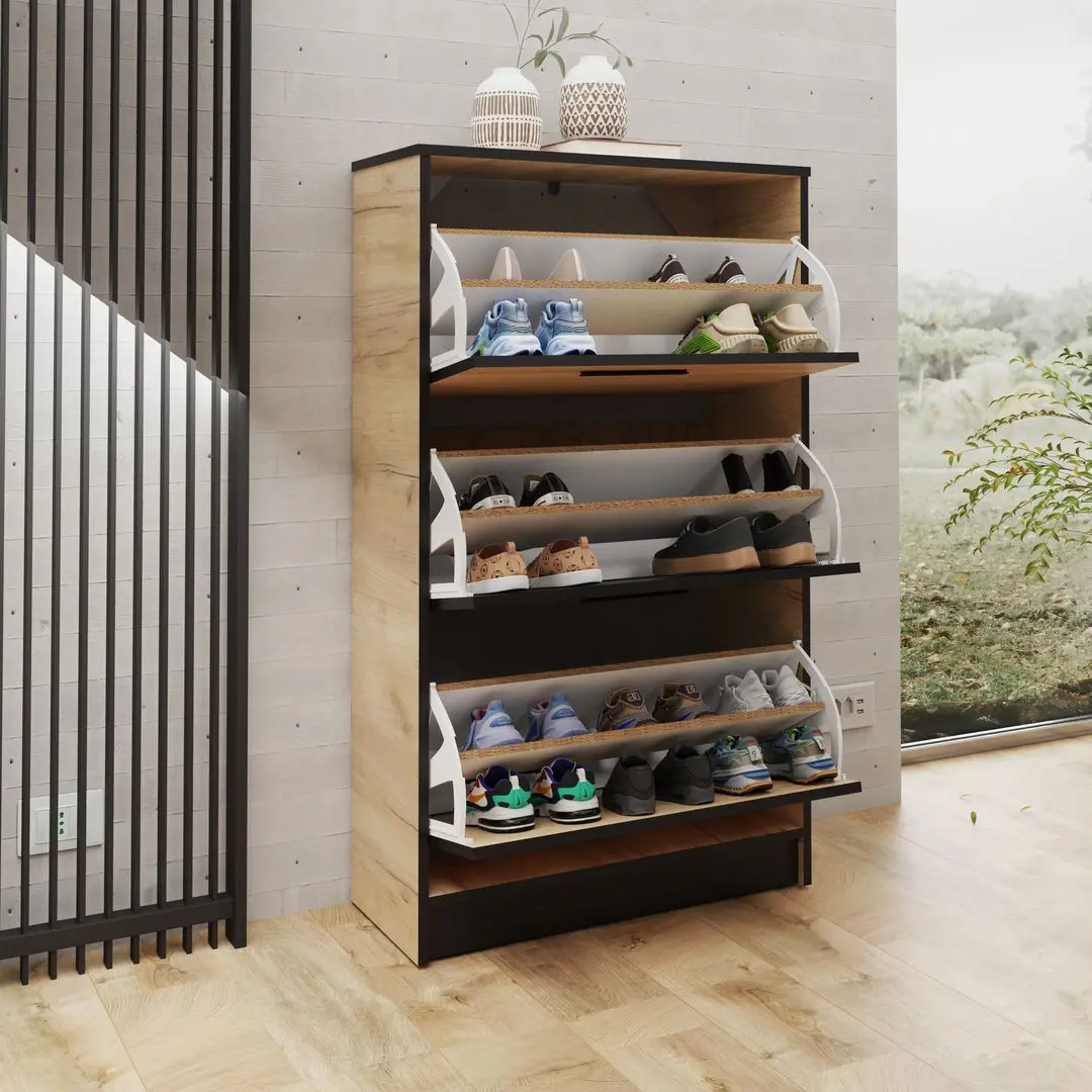 Tumba pentru incaltaminte Prime Furniture SZNB01 (Craft Oak Golden/Black) - 4