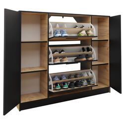 Tumba pentru incaltaminte Prime Furniture SZNB02D (Craft Oak Golden/Black) Thumb