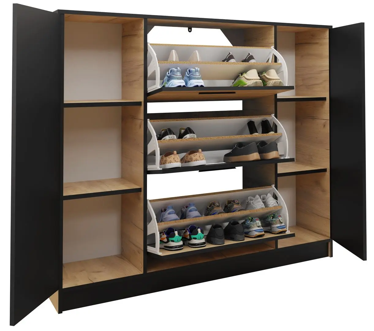 Tumba pentru incaltaminte Prime Furniture SZNB02D (Craft Oak Golden/Black) - 5