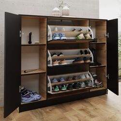 Tumba pentru incaltaminte Prime Furniture SZNB02D (Craft Oak Golden/Black) Thumb