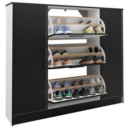 Tumba pentru incaltaminte Prime Furniture SZNB02D (White/Black) Thumb