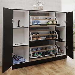 Tumba pentru incaltaminte Prime Furniture SZNB02D (White/Black) Thumb