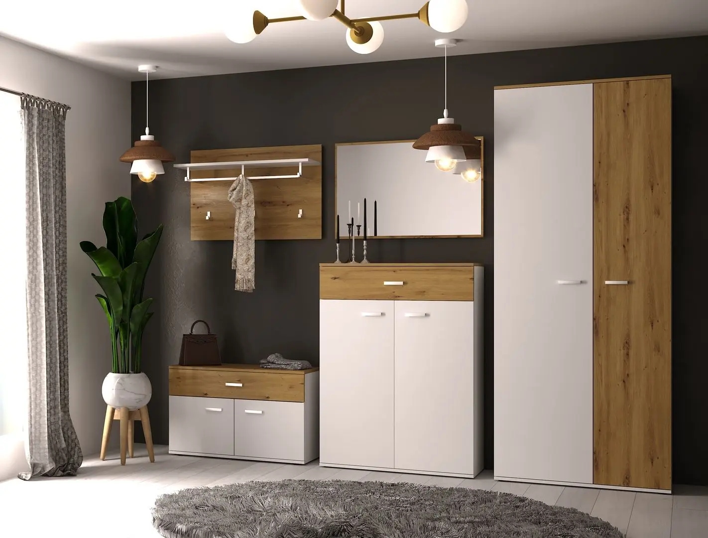 Tumba pentru incaltaminte Sokme Barselona 2D/1S (Artisan Oak/White) - 5