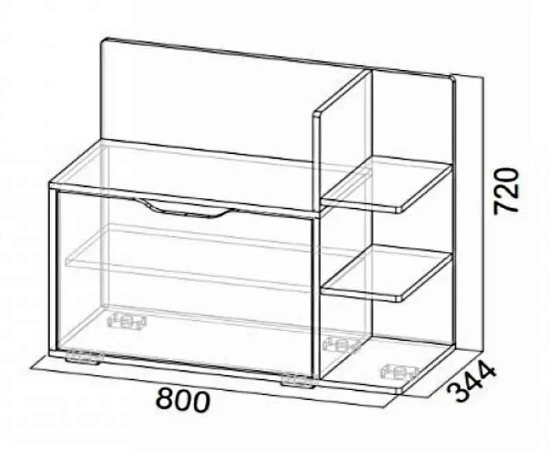 Tumba pentru incaltaminte SV-Mebel №12 Hickory Light (dreapta) - 3