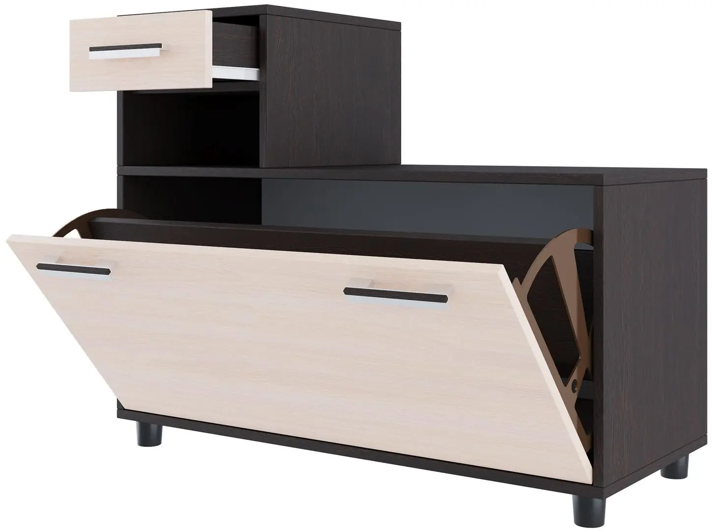 Tumba pentru incaltaminte SV-Mebel Nr.2 Wenge Oak/Milky Oak (cu sertar) - 2