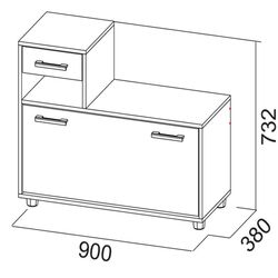 Tumba pentru incaltaminte SV-Mebel Nr.2 Wenge Oak/Milky Oak (cu sertar) Thumb