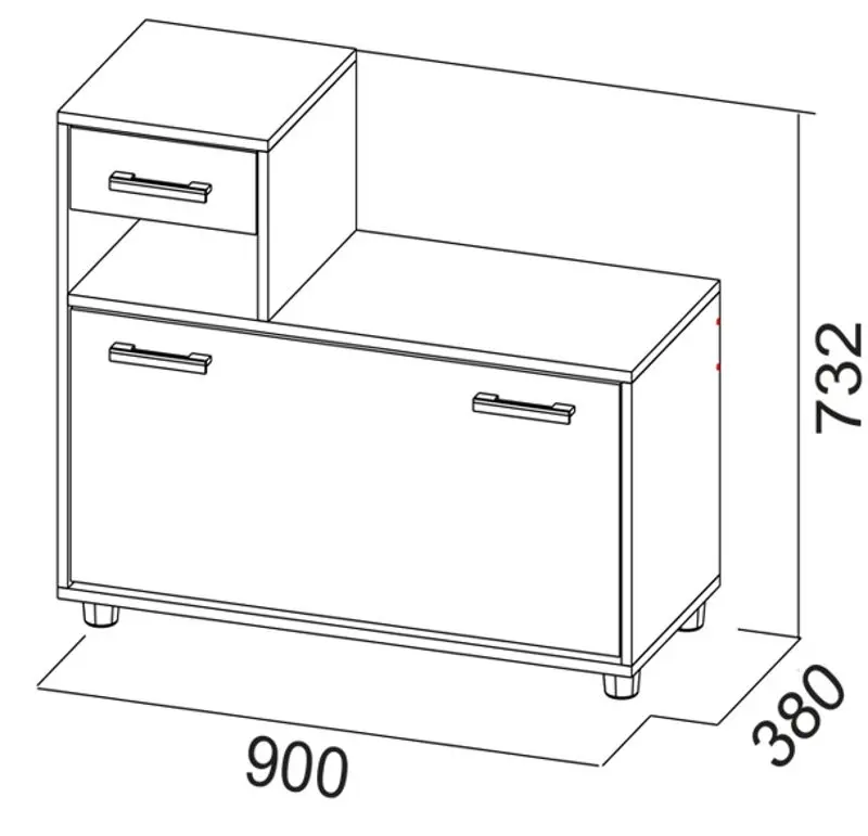 Tumba pentru incaltaminte SV-Mebel Nr.2 Wenge Oak/Milky Oak (cu sertar) - 3