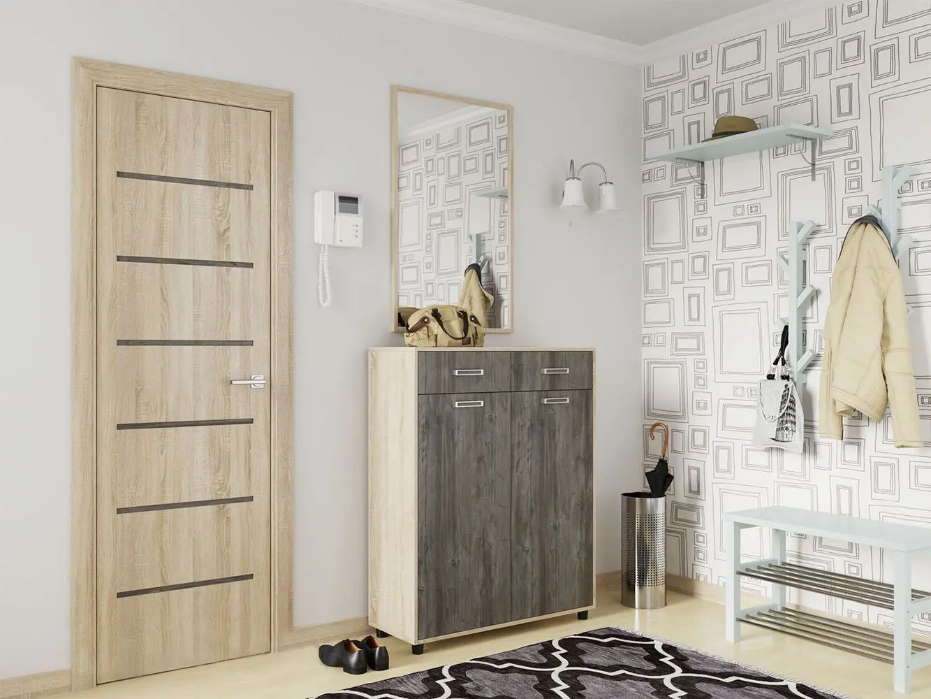 Tumba pentru incaltaminte SV-Mebel Nr.4 (Sonoma Oak/Jackson Pine) - 2