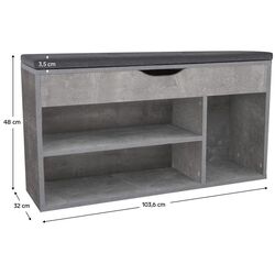 Bancheta-etajera pentru incaltaminte Tempo Kondela Fuddy (Concrete/Grey) Thumb