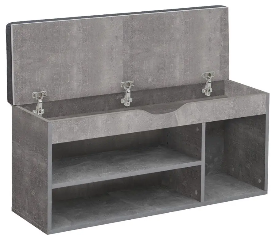 Bancheta-etajera pentru incaltaminte Tempo Kondela Fuddy (Concrete/Grey)