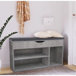 Bancheta-etajera pentru incaltaminte Tempo Kondela Fuddy (Concrete/Grey)