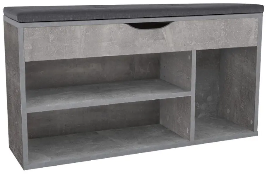 Bancheta-etajera pentru incaltaminte Tempo Kondela Fuddy (Concrete/Grey)