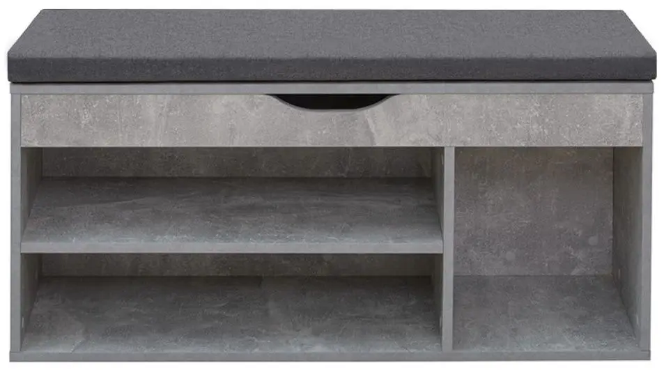 Bancheta-etajera pentru incaltaminte Tempo Kondela Fuddy (Concrete/Grey)