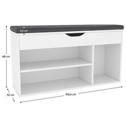 Банкетка-стеллаж для обуви Tempo Kondela Fuddy (White/Grey) Thumb