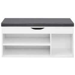 Банкетка-стеллаж для обуви Tempo Kondela Fuddy (White/Grey) Thumb