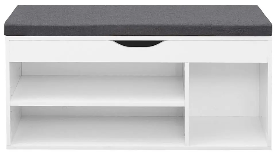 Банкетка-стеллаж для обуви Tempo Kondela Fuddy (White/Grey)