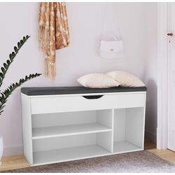 Банкетка-стеллаж для обуви Tempo Kondela Fuddy (White/Grey)