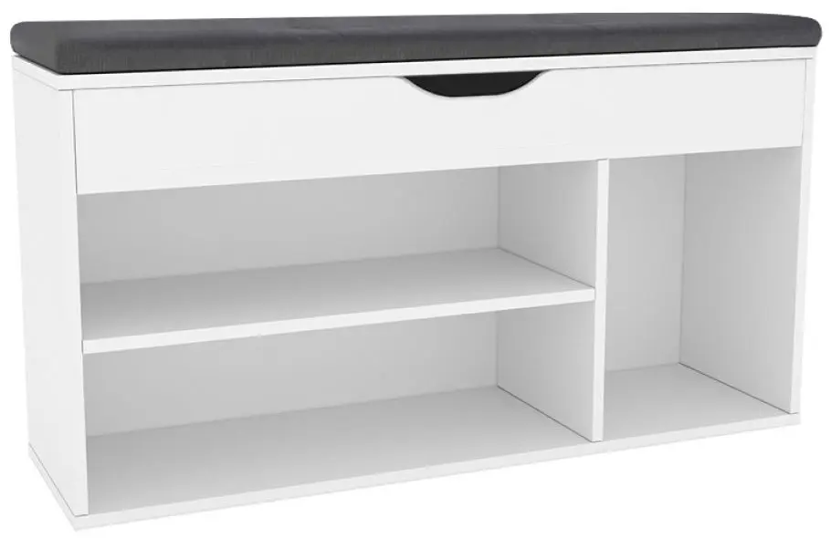 Банкетка-стеллаж для обуви Tempo Kondela Fuddy (White/Grey)