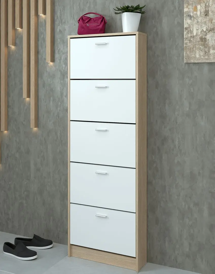 Dulap pentru incaltaminte Tempo Kondela Mobi 15 (Sonoma Oak/White)