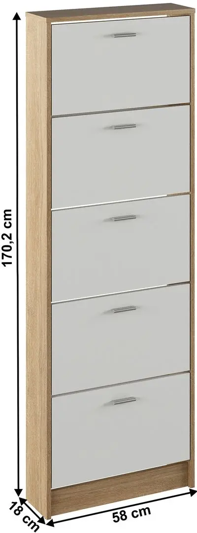 Dulap pentru incaltaminte Tempo Kondela Mobi 15 (Sonoma Oak/White)