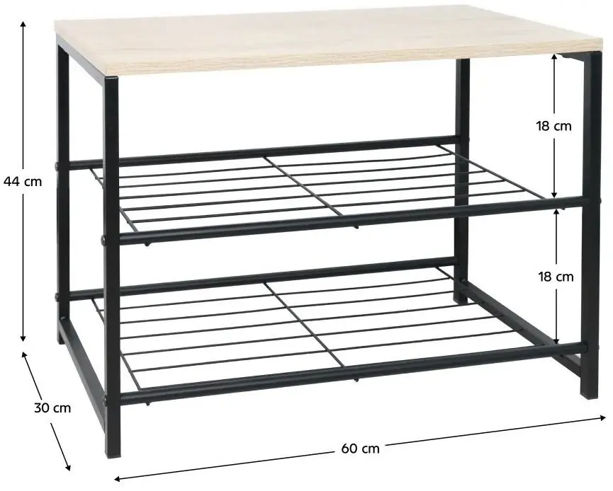 Стеллаж для обуви Tempo Kondela Tadeo (Black/Natural) - 3