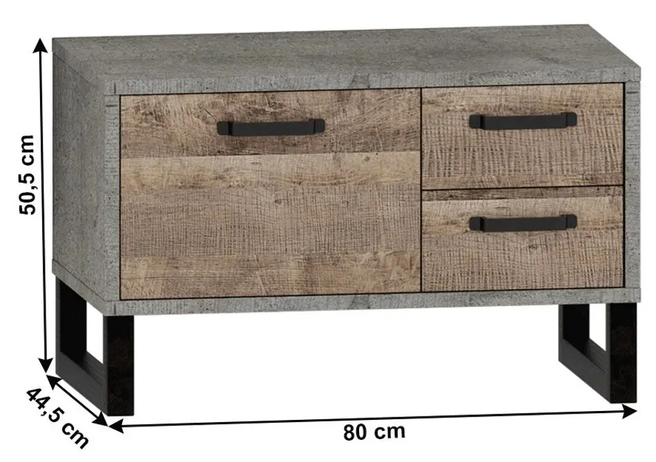 Тумба для обуви Tempo Kondela Baria 1D2S (Sand Oak/Gray) - 3