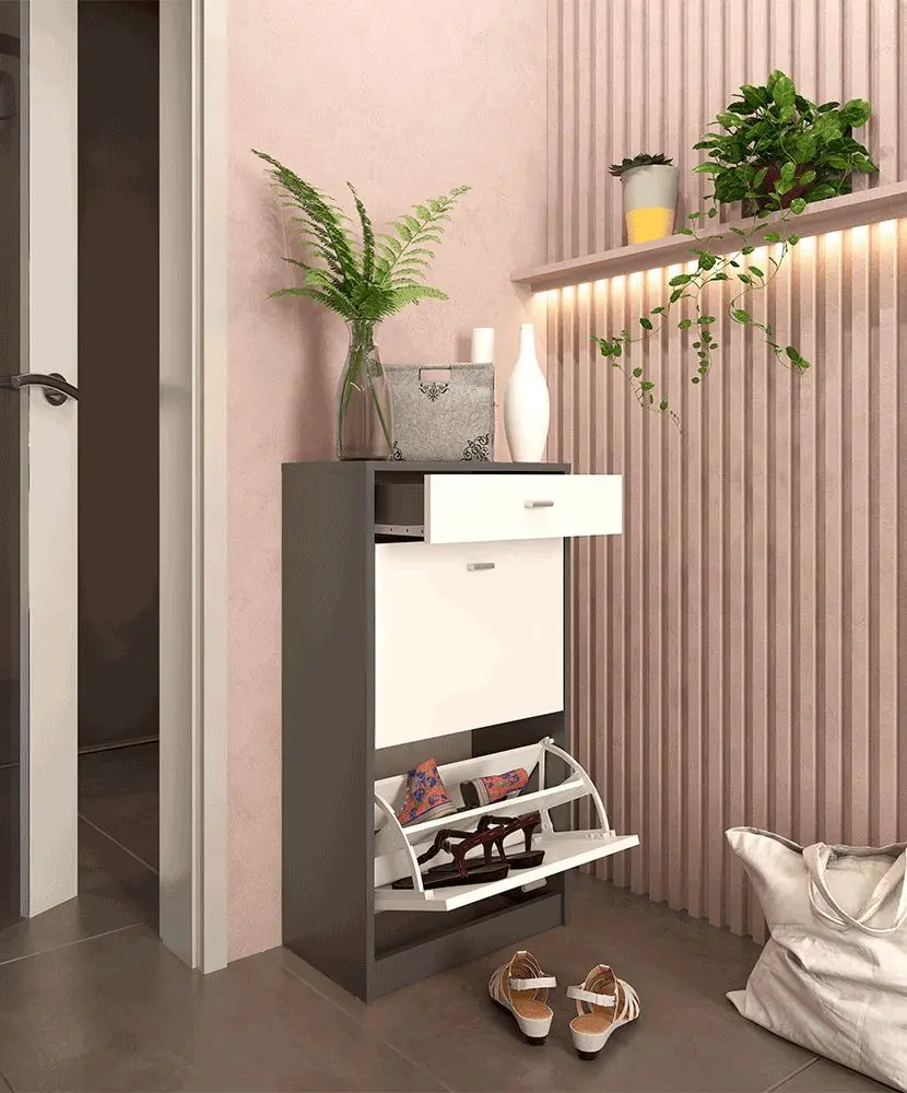 Тумба для обуви Tempo Kondela Vivat New Typ 1 (White/Graphite)