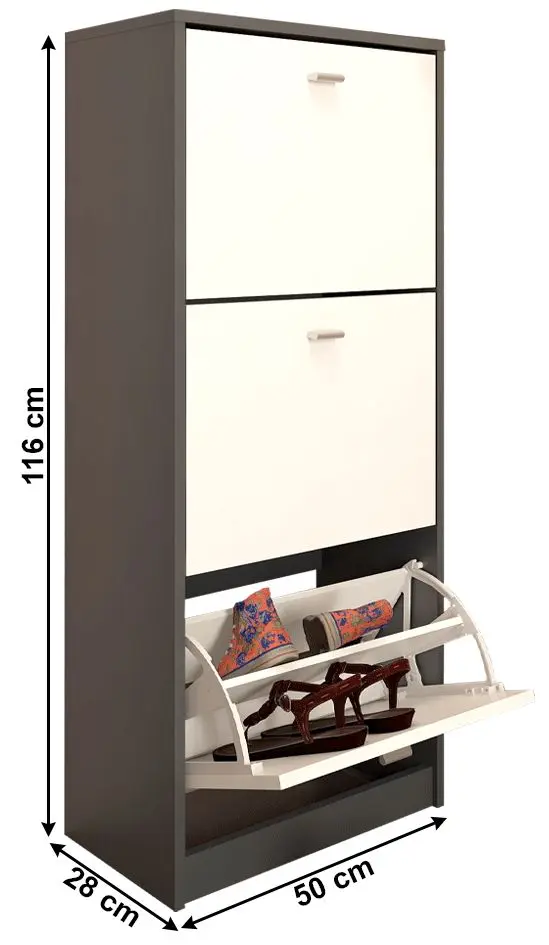 Tumba pentru incaltaminte Tempo Kondela Vivat New Typ 2 (Graphite/White)