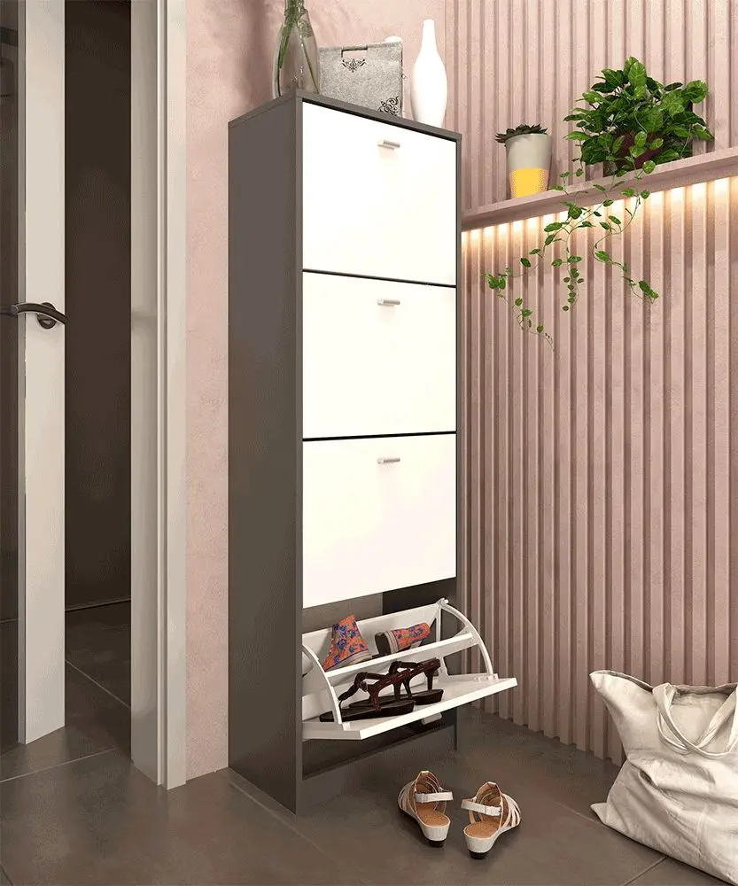 Тумба для обуви Tempo Kondela Vivat New Typ 3 (Graphite/White)