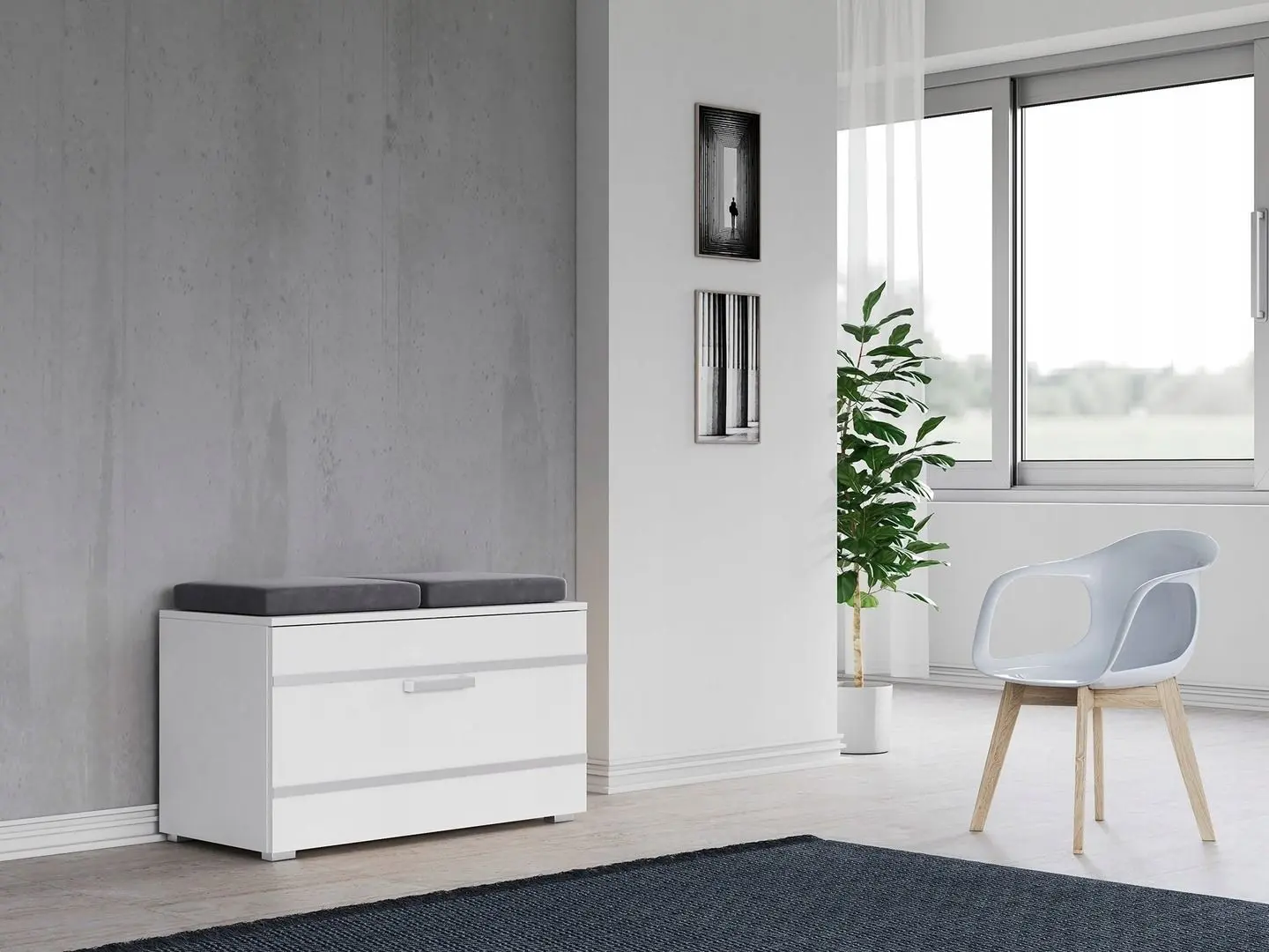 Tumba-bancheta pentru incaltaminte TopEshop Opal (White Matt)