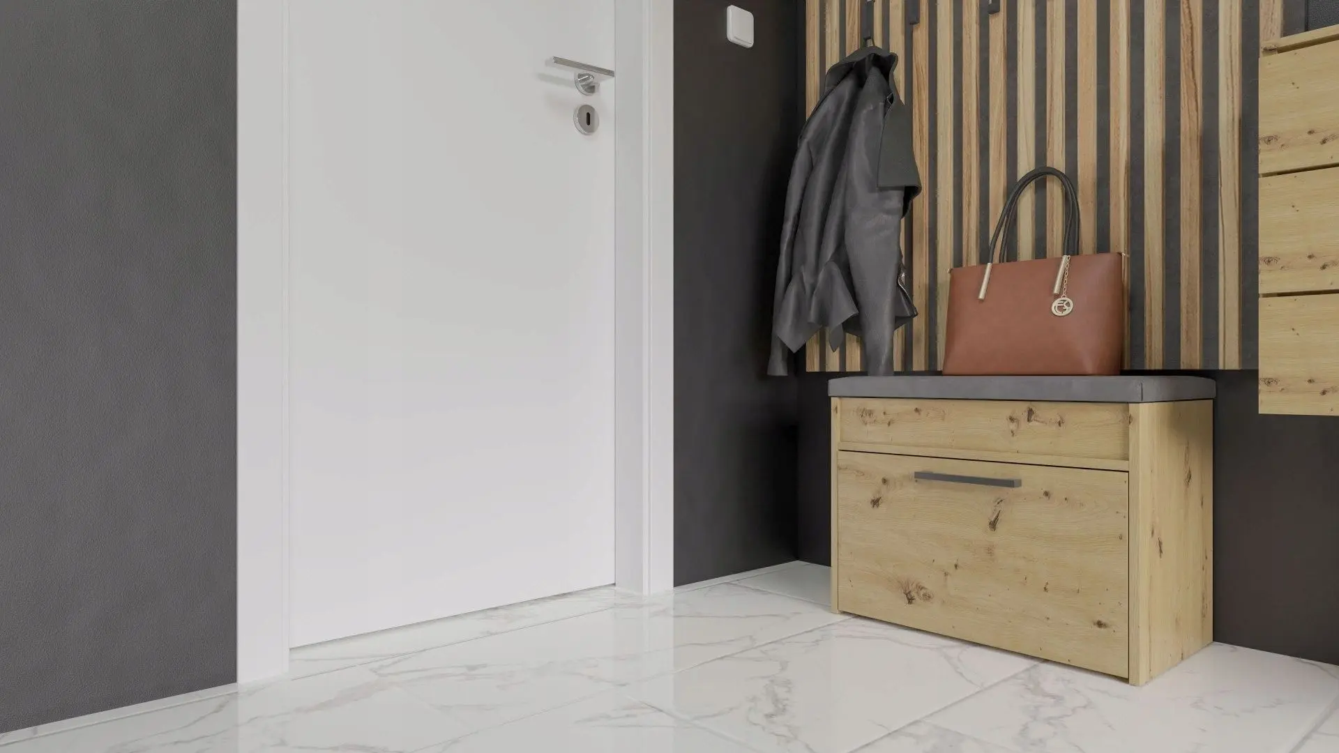 Tumba-bancheta pentru incaltaminte TopEshop Parma Mini (Artisan Oak)