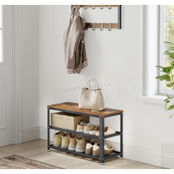 Bancheta-etajera pentru incaltaminte Vasagle LBS73X (Rustic Brown/Black)