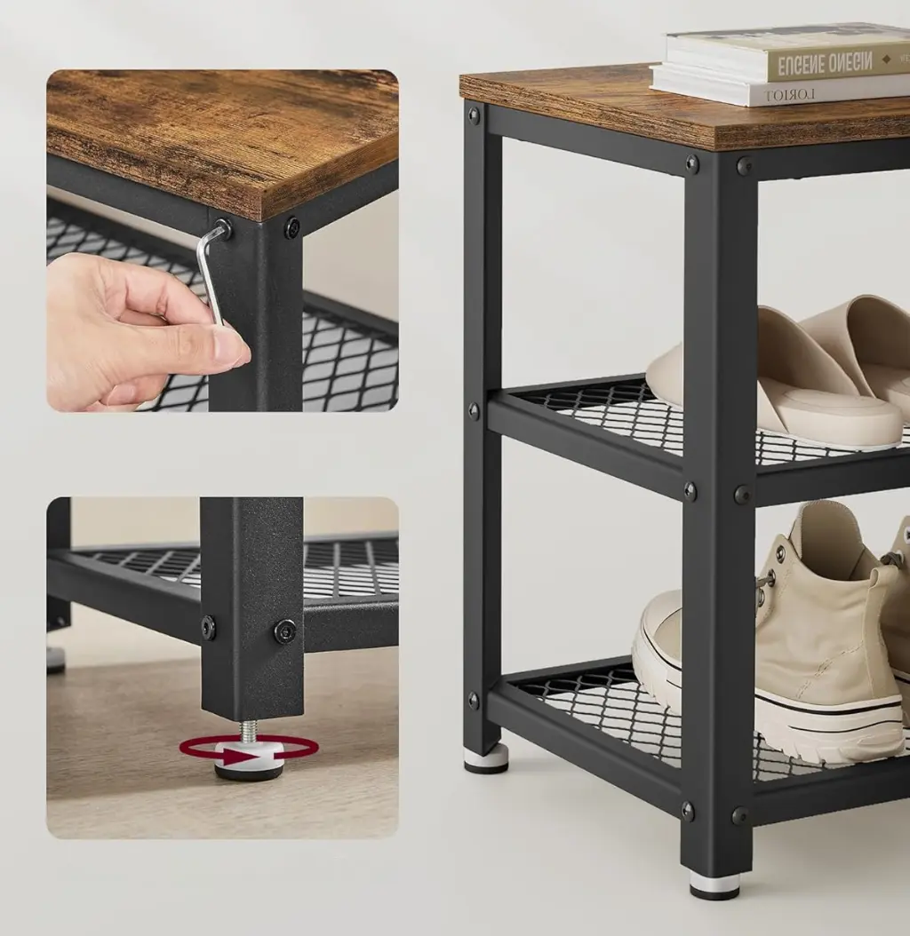 Bancheta-etajera pentru incaltaminte Vasagle LBS73X (Rustic Brown/Black)