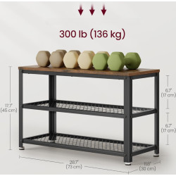 Bancheta-etajera pentru incaltaminte Vasagle LBS73X (Rustic Brown/Black) Thumb