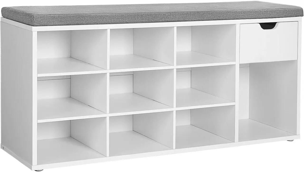 Банкетка-стеллаж для обуви Vasagle LHS024W01V1 (White/Grey) - 2