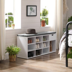 Банкетка-стеллаж для обуви Vasagle LHS024W01V1 (White/Grey) Thumb