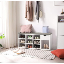 Банкетка-стеллаж для обуви Vasagle LHS024W01V1 (White/Grey)