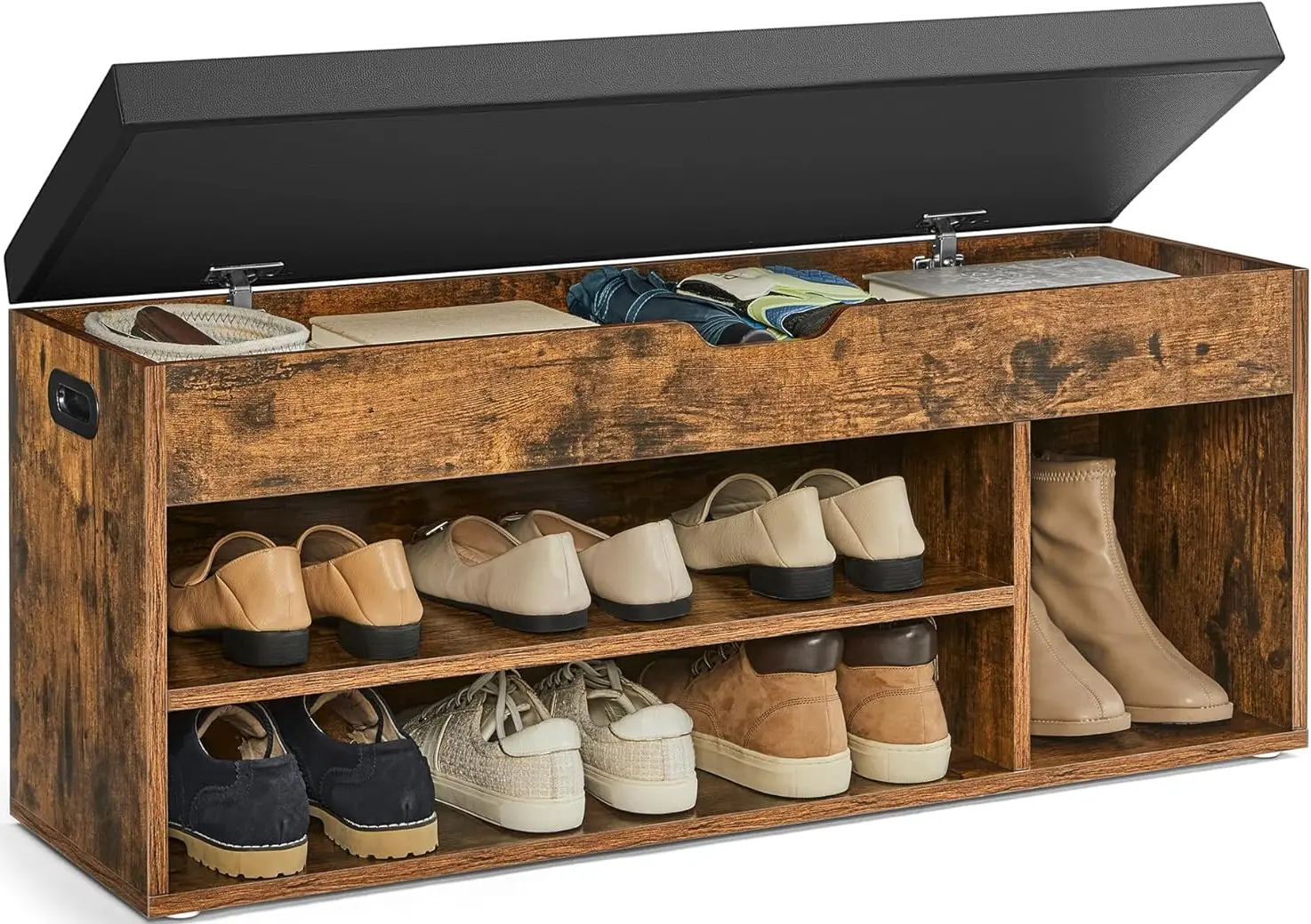 Банкетка-стеллаж для обуви Vasagle LHS130B01 (Rustic Brown/Black)